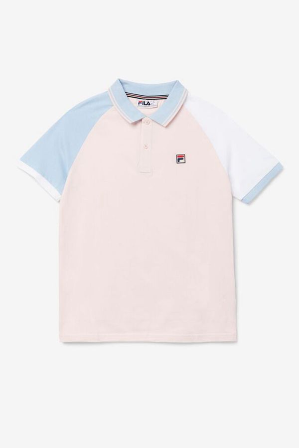 Fila Apollo Men's Polo Shirts - Pink/Blue/White,NZ 698-97084